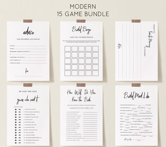 Bridal Shower Games Bundle Bridal Shower Games Bridal Brunch Games Editable Bridal Shower