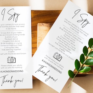 Modern Initials I Spy Wedding Game Template, Wedding Scavenger Game, Reception Game, Photo Hunt, Wedding Games for Guests Table, BSIG
