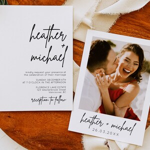 Photo Wedding Invitation | Minimalist Wedding Invitation Template | Editable Minimalist Wedding Invite | Modern Wedding Invite | BSIG
