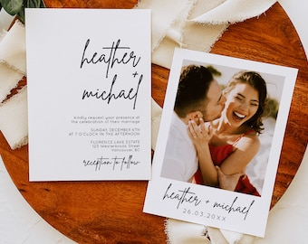 Photo Wedding Invitation | Minimalist Wedding Invitation Template | Editable Minimalist Wedding Invite | Modern Wedding Invite | BSIG