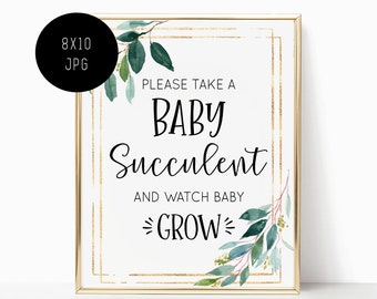 Baby Shower Succulent Favor Sign, Succulent Baby Shower Sign, Baby Succulent Sign, Succulent Favors Sign, 8X10 jpg, Instant Download