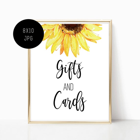 Sunflower Gifts and Cards Sign 8x10 JPG Instant Download 02 by Modern Event Design Co