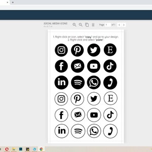 May include: A screenshot of a website showing a set of social media icons. The icons are black and white and are arranged in a grid. The icons include Instagram, Pinterest, Twitter, Facebook, Email, YouTube, TikTok, LinkedIn, Spotify, WhatsApp, and a phone.
