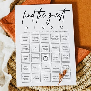 Find the Guest Bingo Game - Find the Guest Bingo - Find The Guest Bingo Bridal Game - Find Someone Who Game - MOD01