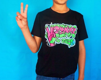 Vegan 4 the Planet Graffiti KIDS  T-Shirt | Herbivore Shirt, Plant based shirt, Vegan clothing, Wholesome Soybean