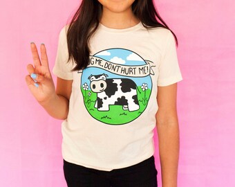 VEGAN KIDS T-SHIRT- Vegan Cow Shirt - Animal rights, Plant Powered Shirt, Printed Youth Vegetarian T-Shirt | Wholesome Soybean