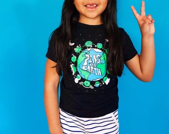 Vegan T-Shirt Toddlers "PEAS ON EARTH" Team herbivore, Plant based Shirt, Veggie Shirt