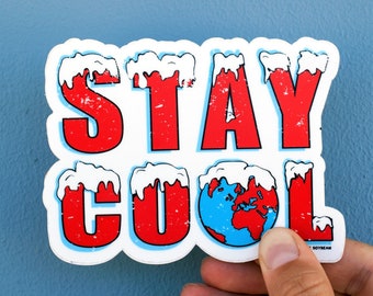 Earth Day Vegan Sticker- STAY COOL, Vegan activism, Herbivore Sticker, Animal Rights Sticker - Cruelty Free Sticker - Wholesome Soybean