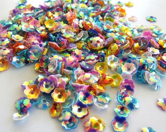 Flower Sequins 10mm Gold Wash Flowers Mixed Colors Lustre ~ 125 pieces Loose