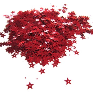 Sequins Small Red Stars ~7mm ~750 / ~3,750 (15% Off) pieces (Loose) Center Hole