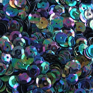 Black w/ Violet & Green Iris 5mm Round Cup Sequins Loose ~1,000 / ~10,000 (25% Off) pieces