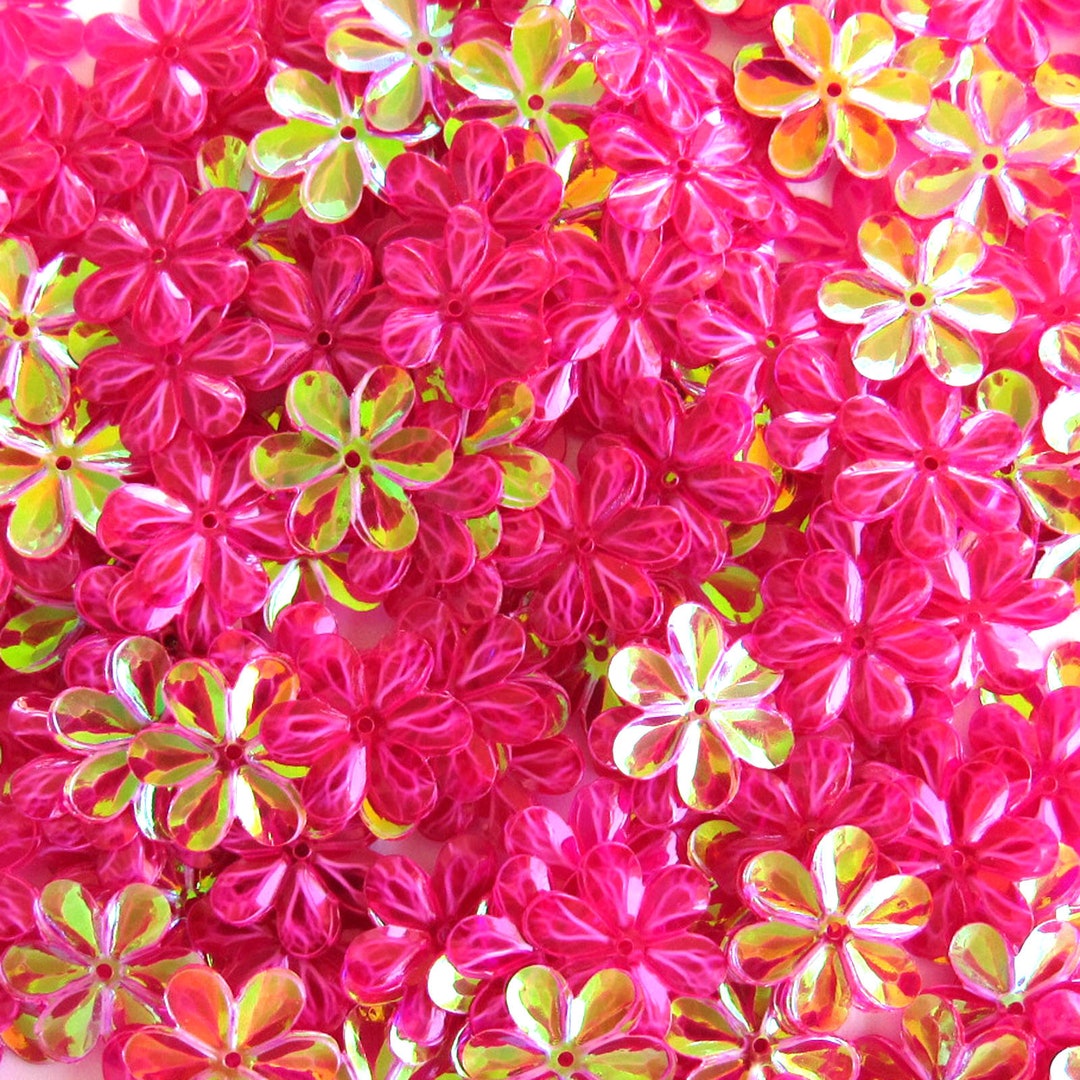 Daisies Transparent Raspberry Iris Sequins 15mm 6 Petals Loose 100 ...