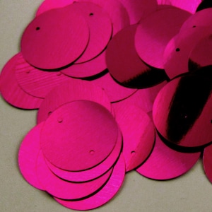 Fuchsia 20mm Paillettes Sequins Flat Top Hole ~100 / ~500 (25% Off) pieces (Loose) (PET)