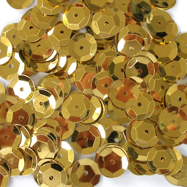 Gold 10mm Round Cup Sequins Metallic Loose ~240 pieces
