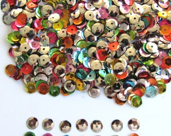 Two-Sided Silver / Mix (Pink, Gold, Red, Green, Blue, etc.) 5mm Round Cup Sequins Metallic Loose ~1,000 pcs / ~10,000 (25% Off) pcs