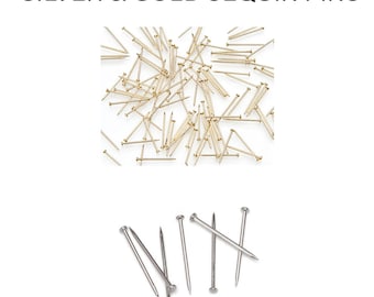 Sequin Pins Gold/Silver ~500/~1,000/~2,000 pins, 1/2&quot; (14mm) / 3/4&quot; (20mm) / 1&quot; (24mm)
