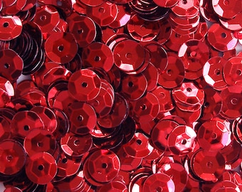 Lentejuelas metálicas redondas rojas de 8 mm, sueltas, ~400 piezas / ~4000 piezas (25 % de descuento) [016]