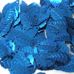 Sequin Leaves Royal Blue ~100 pieces ~12mm x ~24mm Two Holes Loose