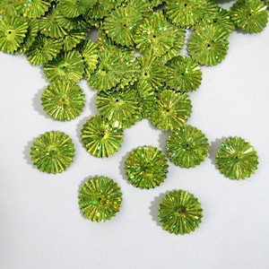 Holograma verde lima de 17 mm con efecto estrella/sol/ruedas y lentejuelas, ~100/~500 piezas (25 % de descuento)