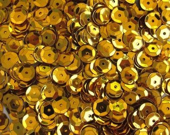 Dark Gold 8mm Round Cup Sequins Metallic ~400 / ~4,000 (25% Of) pieces Loose