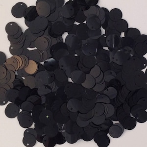 Black 10mm Round Paillettes Sequins Flat Top Hole ~225 pieces (Loose)