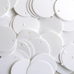 Weiß glänzend [#2] 30 mm Paillettes Pailletten Flat Top Hole ~50 Stück / ~250 Stück (25% Rabatt)