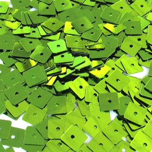 Lime Green Squares Sequins 7mm Loose ~300 pieces