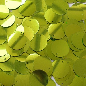 Lime Green 30mm Paillettes Sequins Flat Top Hole ~250 or ~50 pieces, Loose