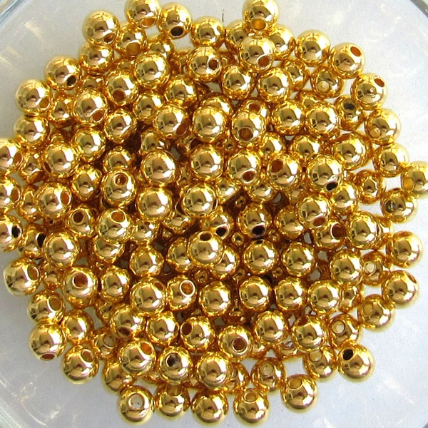 Faux Gold [#2] Pearl Round Plastic / Acrylic Beads (3mm, 4mm, 5mm & 8mm) Loose