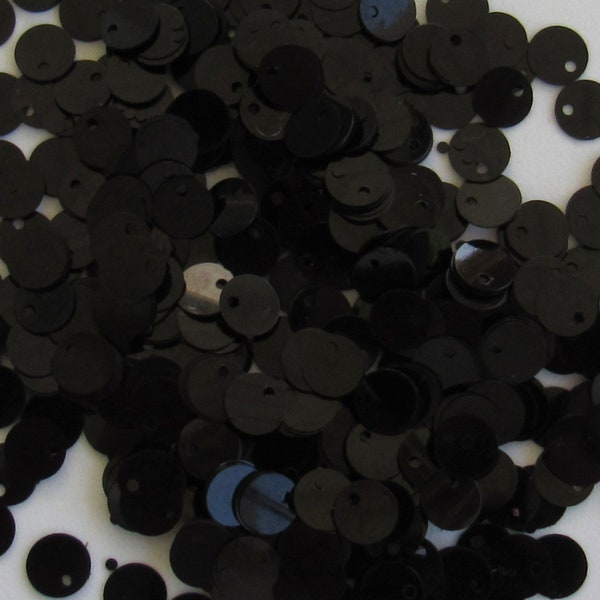 Black 6mm Flat/Paillettes Sequins Top Hole ~750 pieces (Loose)