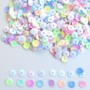 Two-Sided White / Pastel Lustre Mix 8mm Round Cup Sequins Loose ~400 pcs / ~4,000 (25% Off) pcs