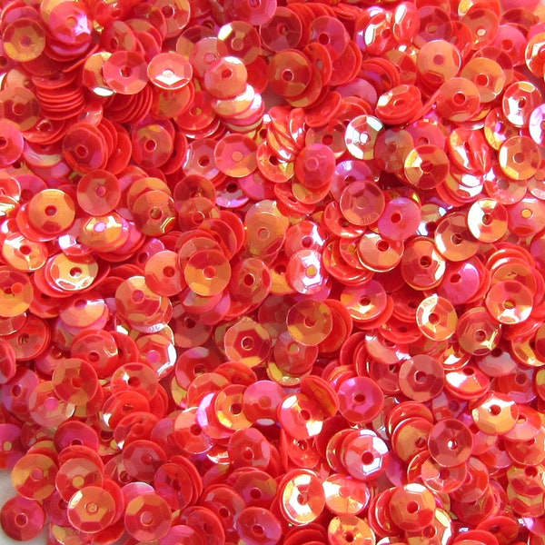 Coral Red Iris Two-Tone 4mm Round Cup Sequins Loose ~1,200 pieces