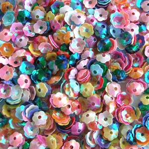 Flowers Sequins 6mm Mixed Colors Lustre Cupped Loose ~200 pieces