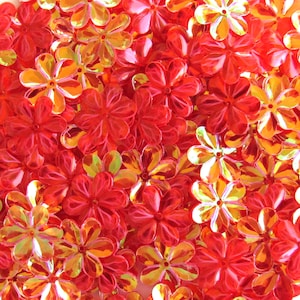 Daisies Transparent Red Iris Sequins 15mm 6 Petals Loose ~100 pieces