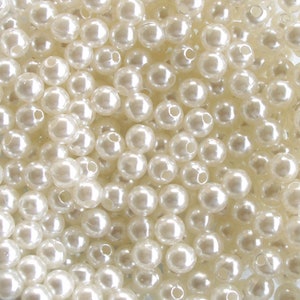 Faux Light Cream Pearl Round Plastic / Acrylic Beads (3,4,5,6,7,8,10 & 12mm) Loose