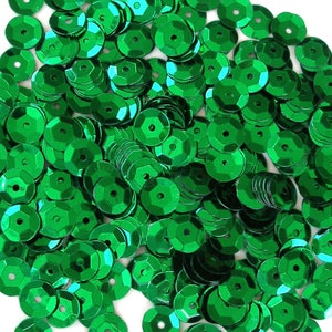 Kelly Green 8mm Round Cup Sequins Metallic Loose 400 pieces