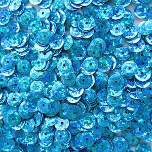 Turquoise Hologram 8mm Round Cup Sequins Loose ~400 pieces