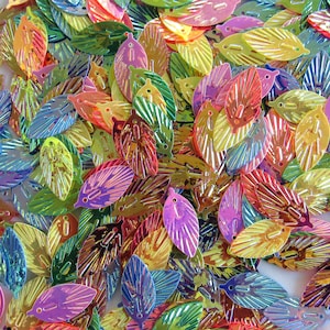 Sequin Leaves/Leaf #2 Gold Wash Mixed Colored Lustre ~250 pieces ~8mm x ~18mm [046]