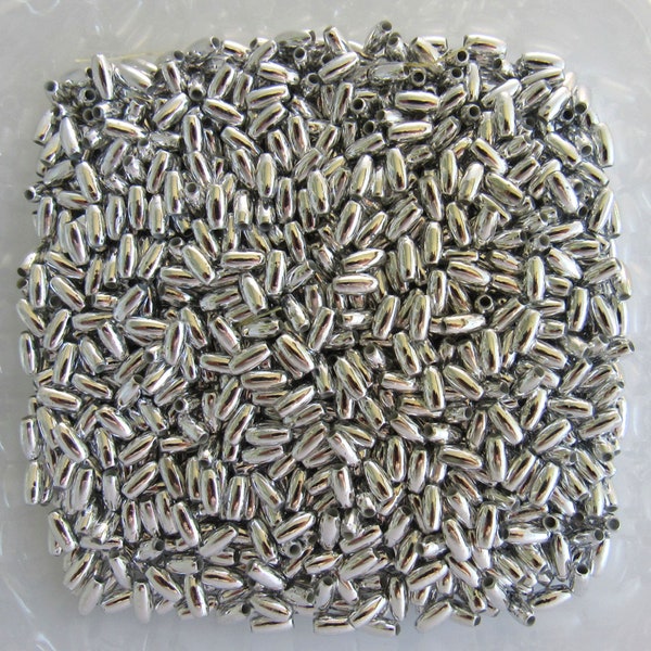 Silver 3mm x 6mm Oats / Rice Pearl Style Beads ~500 pieces / ~1500 pieces (15% Discount)