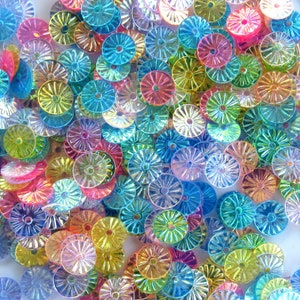 Mixed Iris Sunburst/Starburst/Wheels Paillette (Flat) Sequins 6mm #2 Loose ~200 pieces