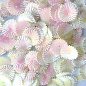 Light Cream Iris 17mm Starburst / Sunburst / Wheels Sequins ~100 pieces