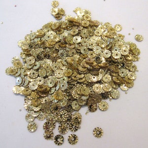 Gold 5mm Sunburst / Starburst / Wheels / Coins Paillette (Flat) Sequins Loose ~500 / ~2k / ~5k pieces