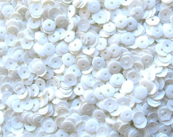 Lentejuelas sueltas redondas de 5 mm, color blanco brillante [#1], ~1000 piezas / ~10 000 (25 % de descuento) piezas