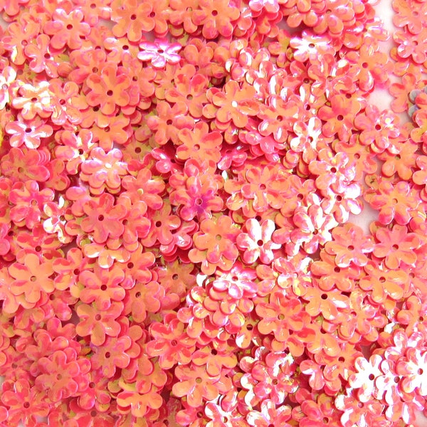 Sequins (Small) Daisies / Flowers Glossy Pink Iris 9mm ~200 pieces 6 Petals Loose