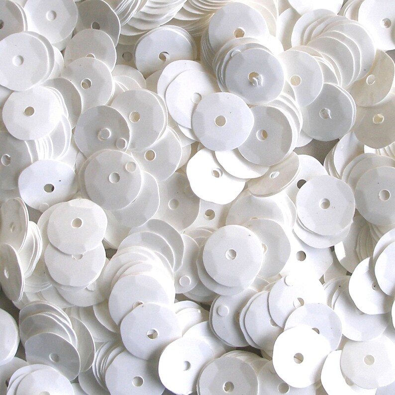 White Glossy 5mm Round Cup Sequins Loose 1,000 pieces