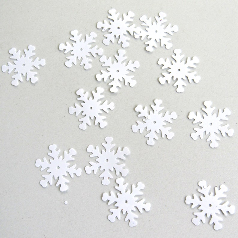 Sequins Glossy White Snowflakes 23mm 60 Pieces Center Hole - Etsy