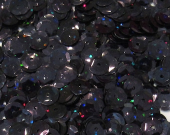 Black Hologram 8mm Round Cup Sequins Loose ~400 / ~4000 (25% Off) pieces