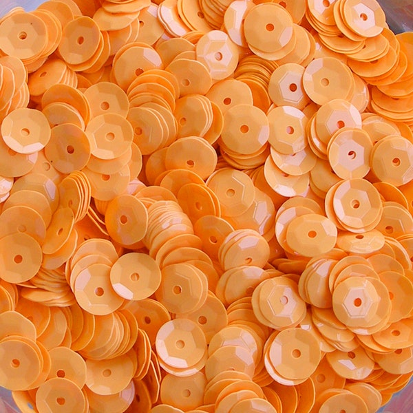 Glossy Cream Orange Sherbert 8mm Round Cup Sequins Loose ~400 / ~4,000 (25% Off) pieces