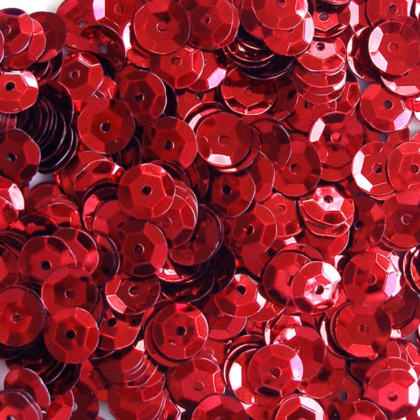 Red 5mm Round Cup Sequins Metallic Loose ~1,000 pcs / ~10,000 (25% Off) pcs