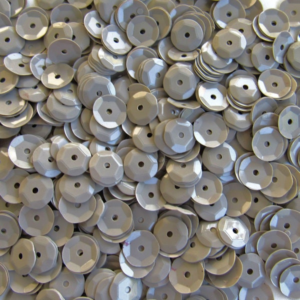 Glossy Cream Gray 8mm Round Cup Sequins ~400 pieces / ~4,000 (25% Off) pieces